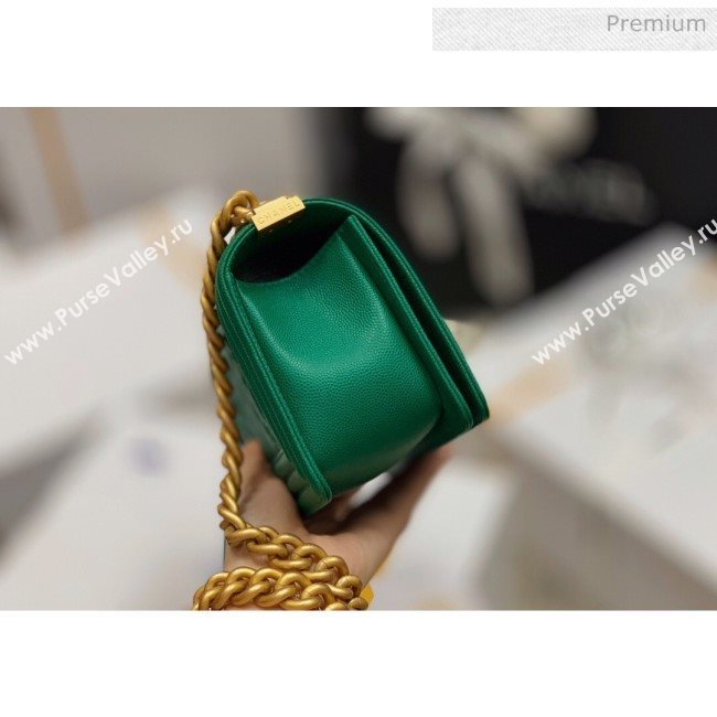 Chanel Quilted Origial Haas Caviar Leather Small Boy Flap Bag Green with Matte Gold Hardware(Top Quality) (MH-0031744)