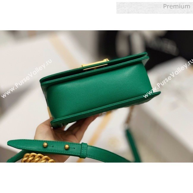 Chanel Quilted Origial Haas Caviar Leather Small Boy Flap Bag Green with Matte Gold Hardware(Top Quality) (MH-0031744)