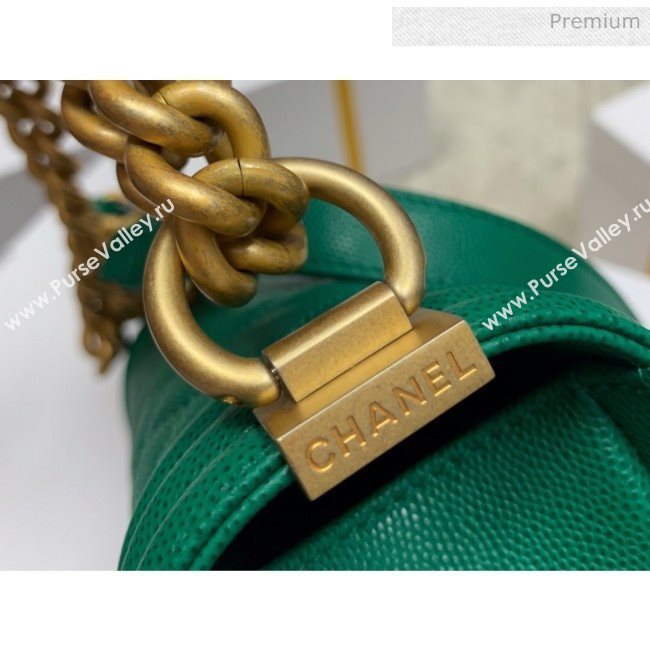 Chanel Quilted Origial Haas Caviar Leather Small Boy Flap Bag Green with Matte Gold Hardware(Top Quality) (MH-0031744)