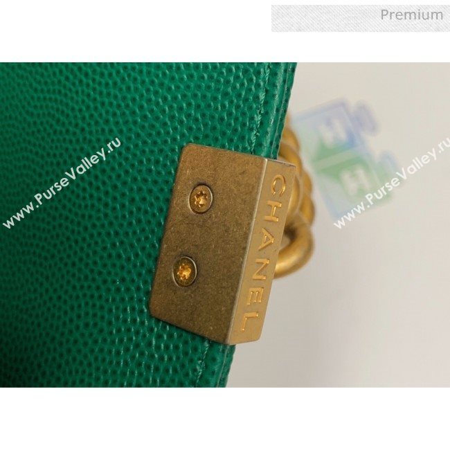 Chanel Quilted Origial Haas Caviar Leather Small Boy Flap Bag Green with Matte Gold Hardware(Top Quality) (MH-0031744)