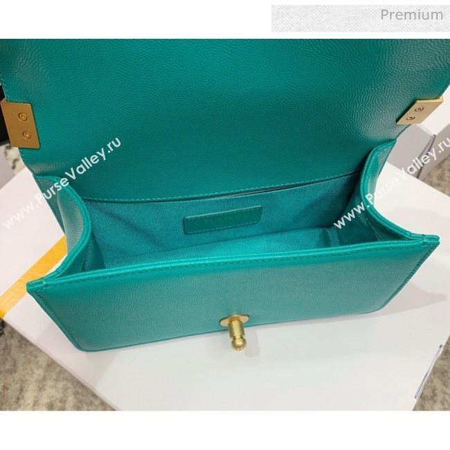 Chanel Quilted Origial Haas Caviar Leather Small Boy Flap Bag Turquoise with Matte Gold Hardware(Top Quality) (MH-0031743)