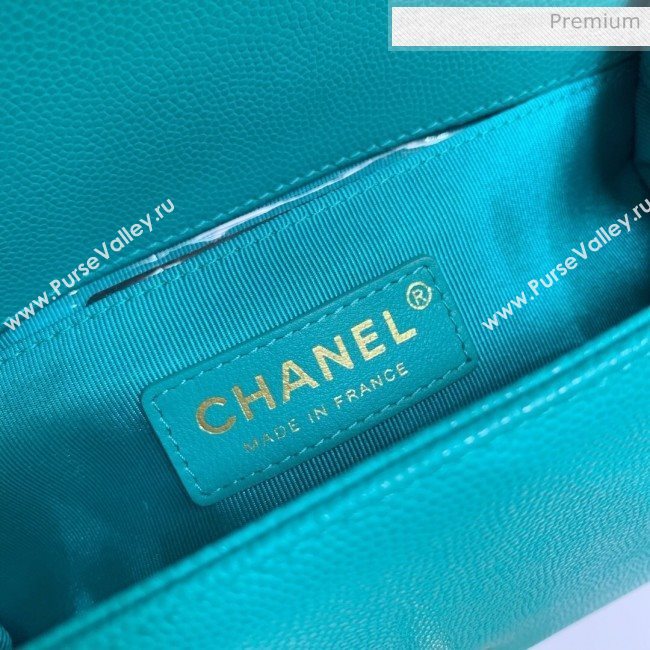 Chanel Quilted Origial Haas Caviar Leather Small Boy Flap Bag Turquoise with Matte Gold Hardware(Top Quality) (MH-0031743)