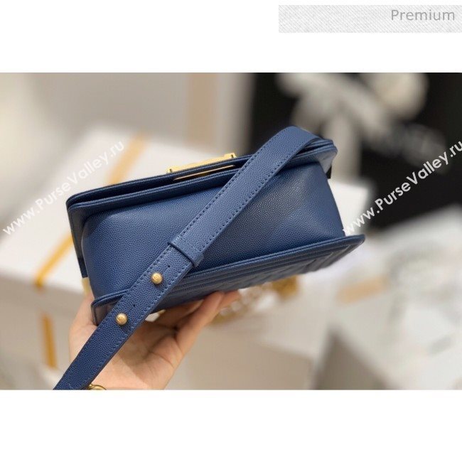 Chanel Quilted Origial Haas Caviar Leather Small Boy Flap Bag Denim Blue with Matte Gold Hardware(Top Quality) (MH-0031747)