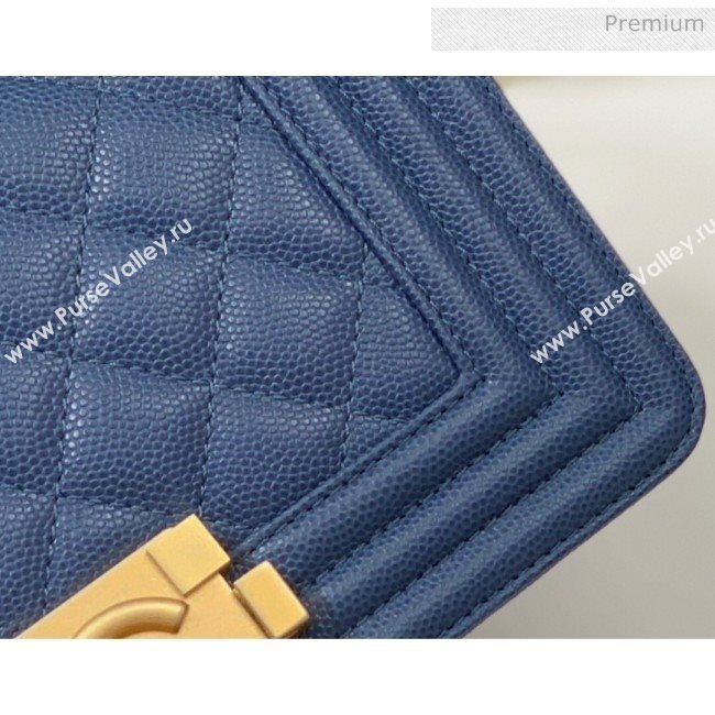 Chanel Quilted Origial Haas Caviar Leather Small Boy Flap Bag Denim Blue with Matte Gold Hardware(Top Quality) (MH-0031747)