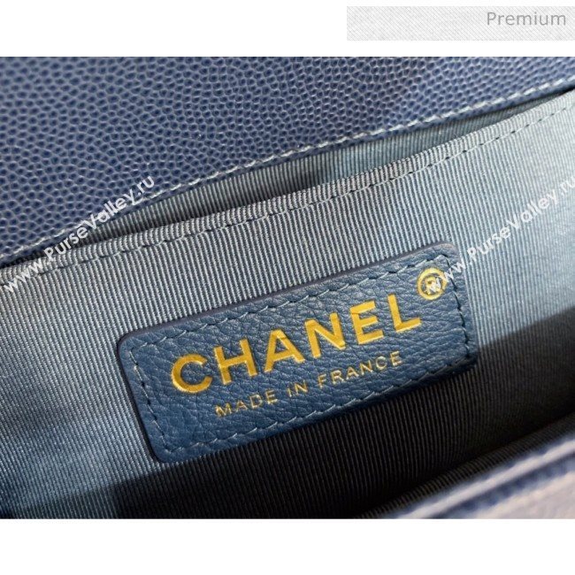 Chanel Quilted Origial Haas Caviar Leather Small Boy Flap Bag Denim Blue with Matte Gold Hardware(Top Quality) (MH-0031747)