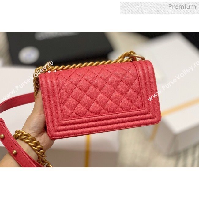 Chanel Quilted Origial Haas Caviar Leather Small Boy Flap Bag Peach with Matte Gold Hardware(Top Quality) (MH-0031746)
