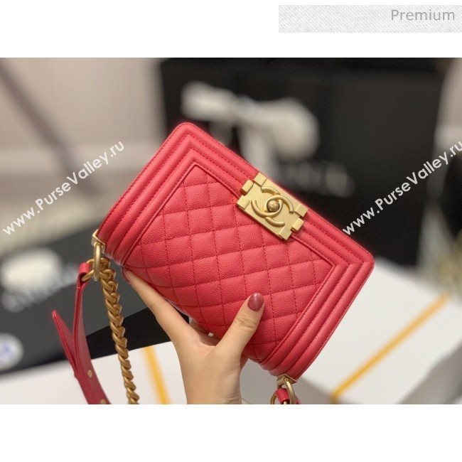 Chanel Quilted Origial Haas Caviar Leather Small Boy Flap Bag Peach with Matte Gold Hardware(Top Quality) (MH-0031746)