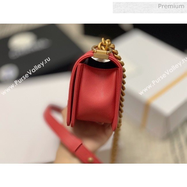 Chanel Quilted Origial Haas Caviar Leather Small Boy Flap Bag Peach with Matte Gold Hardware(Top Quality) (MH-0031746)