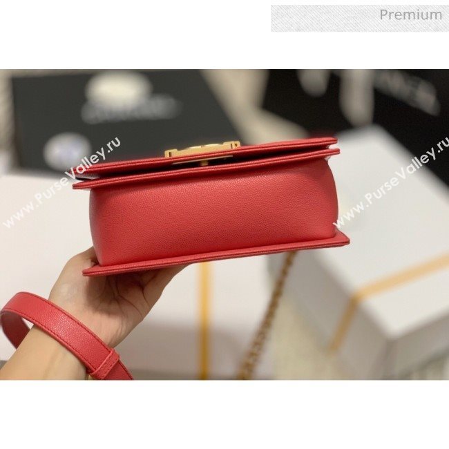 Chanel Quilted Origial Haas Caviar Leather Small Boy Flap Bag Peach with Matte Gold Hardware(Top Quality) (MH-0031746)