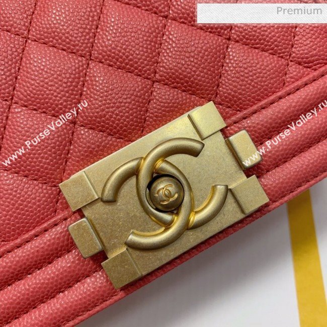Chanel Quilted Origial Haas Caviar Leather Small Boy Flap Bag Peach with Matte Gold Hardware(Top Quality) (MH-0031746)