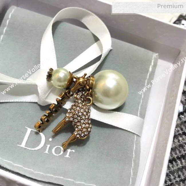 Dior JAdior Tribales Pearl Earrings With Crystal Giraffe 2020 (YF-20032102)