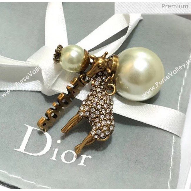 Dior JAdior Tribales Pearl Earrings With Crystal Giraffe 2020 (YF-20032102)