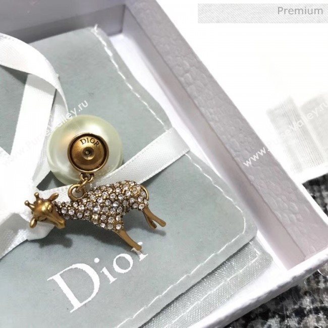 Dior JAdior Tribales Pearl Earrings With Crystal Giraffe 2020 (YF-20032102)