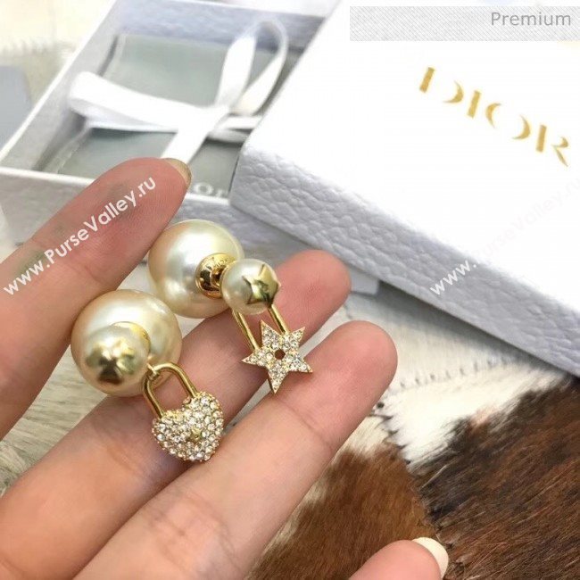 Dior Tribales Short Earrings With Crystal Lock and Star 2020 (YF-20032106)