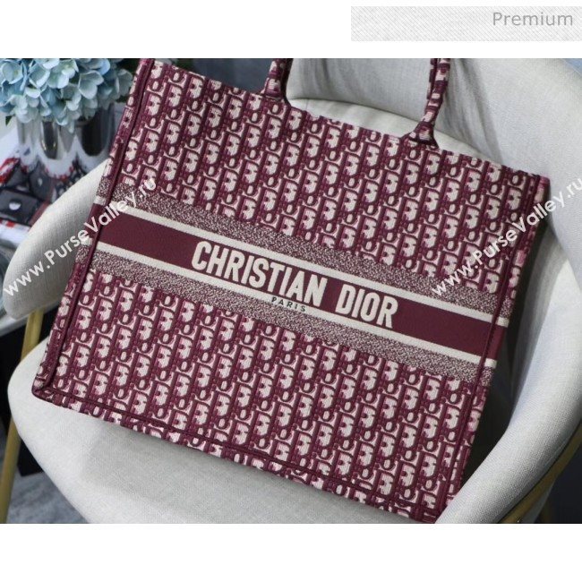 Dior Large Book Tote Embroidered Dior Oblique Canvas Burgundy 2019 (XXG-20031921)