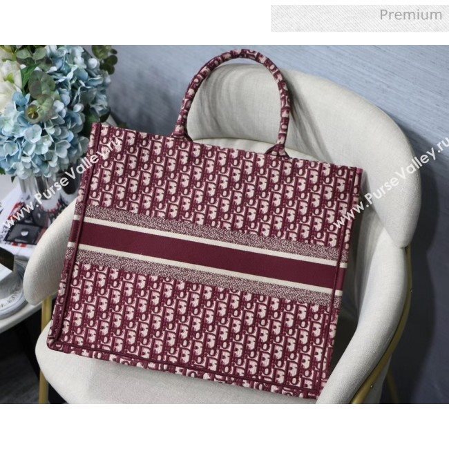 Dior Large Book Tote Embroidered Dior Oblique Canvas Burgundy 2019 (XXG-20031921)