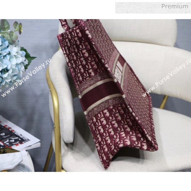 Dior Large Book Tote Embroidered Dior Oblique Canvas Burgundy 2019 (XXG-20031921)