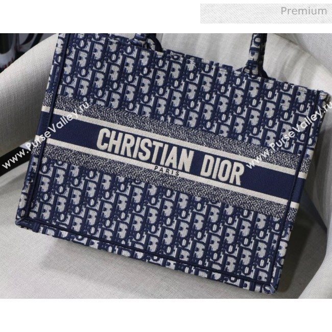 Dior Small Book Tote Embroidered Dior Oblique Canvas Blue 2019 (XXG-20031920)
