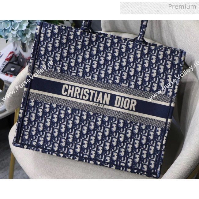 Dior Large Book Tote Embroidered Dior Oblique Canvas Blue 2019 (XXG-20031919)