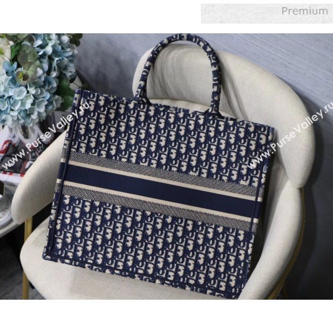 Dior Large Book Tote Embroidered Dior Oblique Canvas Blue 2019 (XXG-20031919)