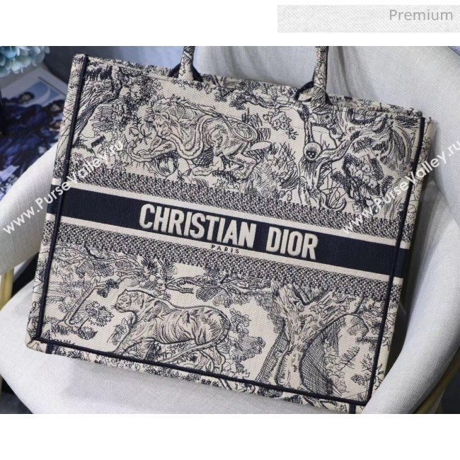 Dior Large Book Tote Bag in Tiger Embroidered Canvas 2019 (XXG-20031917)