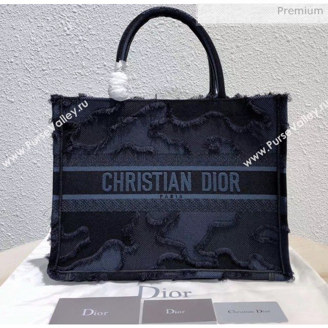 Dior Small Book Tote Camouflage Embroidered Canvas Bag Blue 2019 (XXG-20031926)