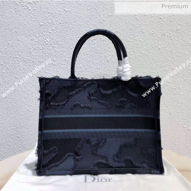 Dior Small Book Tote Camouflage Embroidered Canvas Bag Blue 2019 (XXG-20031926)