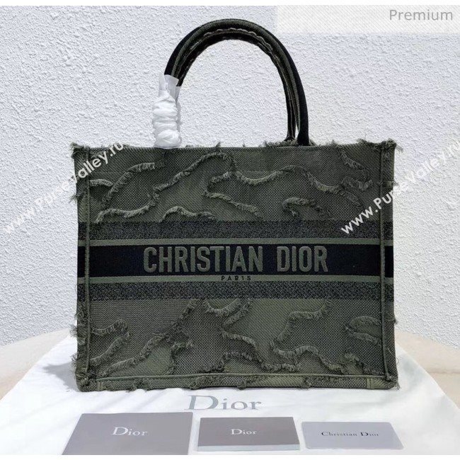 Dior Small Book Tote Camouflage Embroidered Canvas Bag Geen 2019 (XXG-20031927)