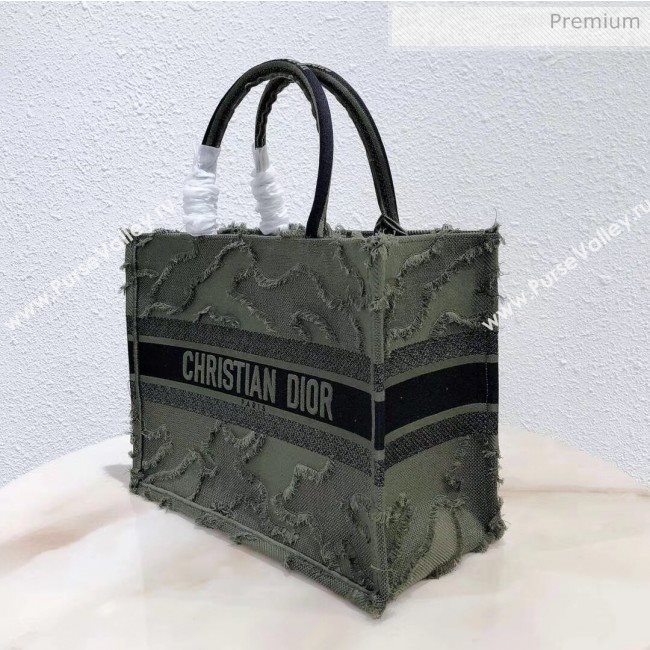 Dior Small Book Tote Camouflage Embroidered Canvas Bag Geen 2019 (XXG-20031927)