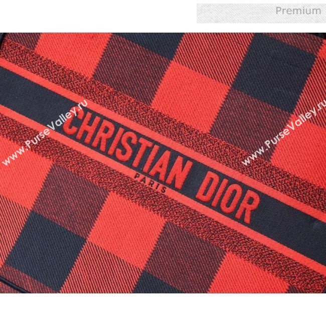 Dior Large Book Tote in Checked Canvas Red 2019 (XXG-20031925)