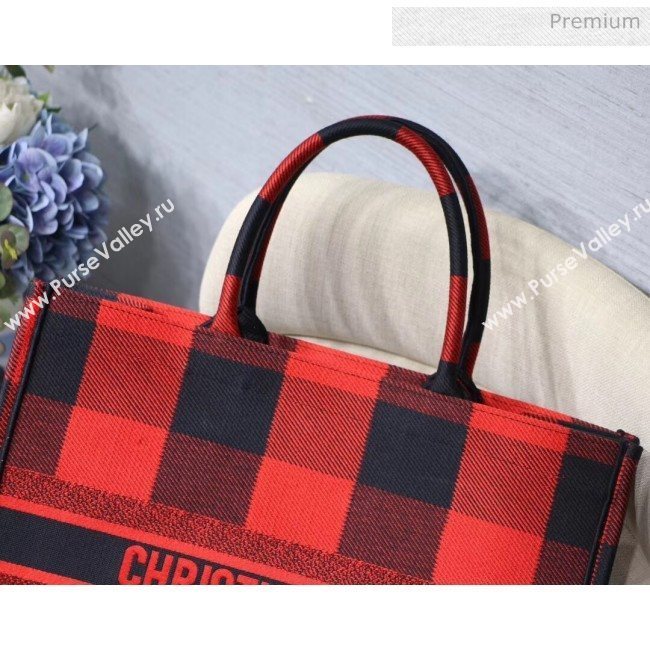 Dior Large Book Tote in Checked Canvas Red 2019 (XXG-20031925)