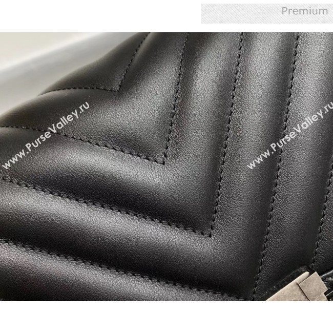 Chanel Chevron Baby Calfskin Medium Boy Flap Bag with Vintage Silver Hardware Black(Top Quality) (MH-20031614)