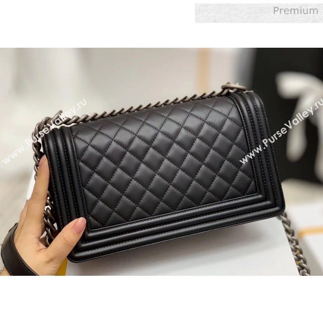 Chanel Quilted Baby Calfskin Medium Boy Flap Bag With Vintage Silver Hardware Black(Top Quality) (MH-20031616)