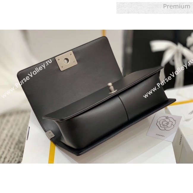 Chanel Quilted Baby Calfskin Medium Boy Flap Bag With Vintage Silver Hardware Black(Top Quality) (MH-20031616)