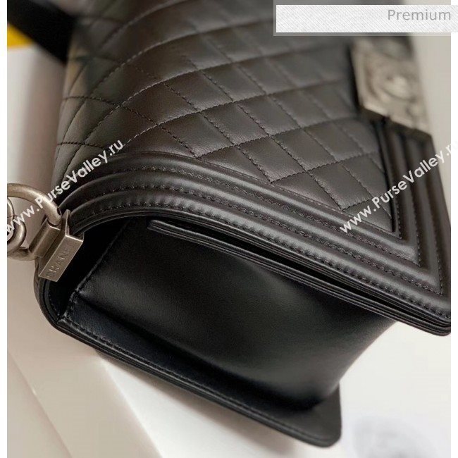 Chanel Quilted Baby Calfskin Medium Boy Flap Bag With Vintage Silver Hardware Black(Top Quality) (MH-20031616)