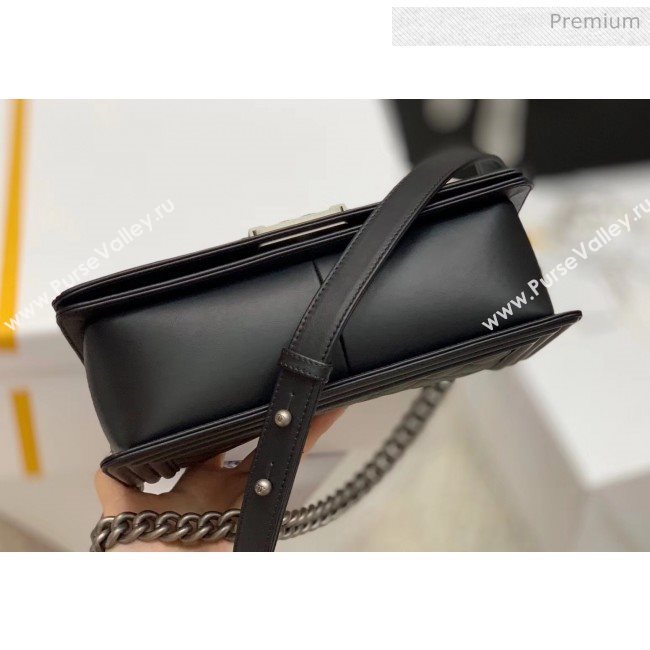 Chanel Quilted Baby Calfskin Medium Boy Flap Bag With Vintage Silver Hardware Black(Top Quality) (MH-20031616)