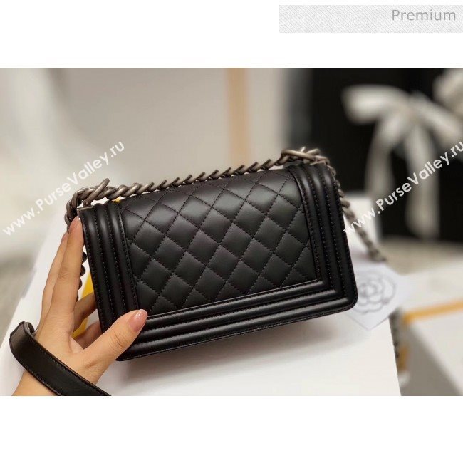 Chanel Quilted Baby Calfskin Small Boy Flap Bag With Vintage Silver Hardware Black(Top Quality) (MH-20031615)