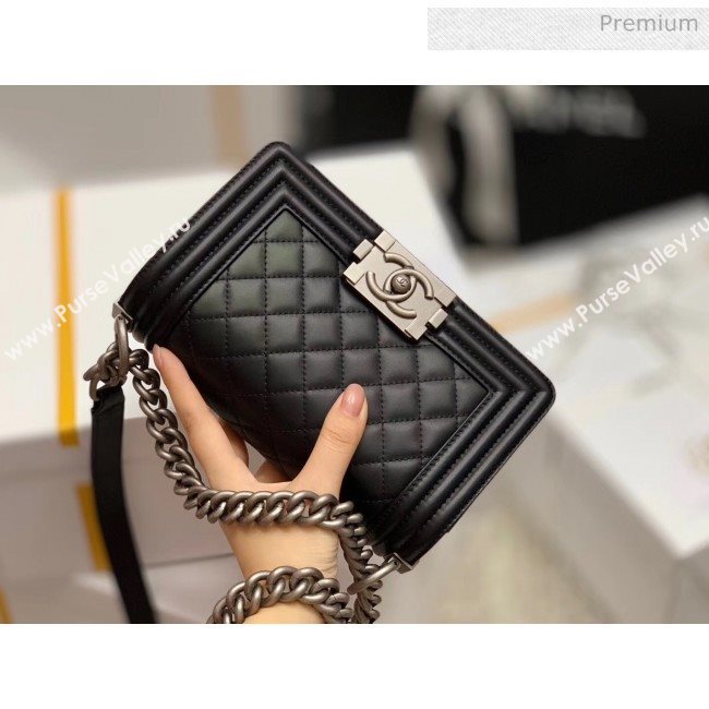 Chanel Quilted Baby Calfskin Small Boy Flap Bag With Vintage Silver Hardware Black(Top Quality) (MH-20031615)