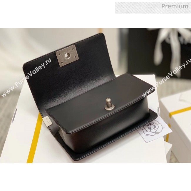 Chanel Quilted Baby Calfskin Small Boy Flap Bag With Vintage Silver Hardware Black(Top Quality) (MH-20031615)