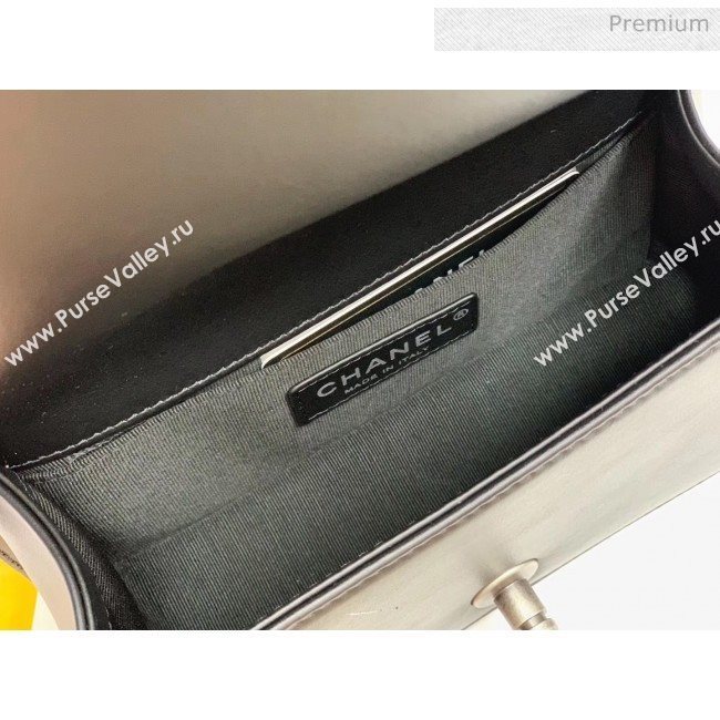 Chanel Quilted Baby Calfskin Small Boy Flap Bag With Vintage Silver Hardware Black(Top Quality) (MH-20031615)