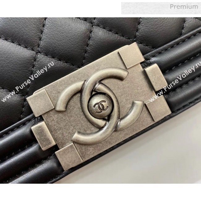 Chanel Quilted Baby Calfskin Small Boy Flap Bag With Vintage Silver Hardware Black(Top Quality) (MH-20031615)