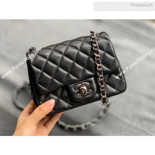 Chanel Quilted Lambskin Classic Mini Flap Bag Black With Silver Hardware(Top Quality) (MH-20031625)