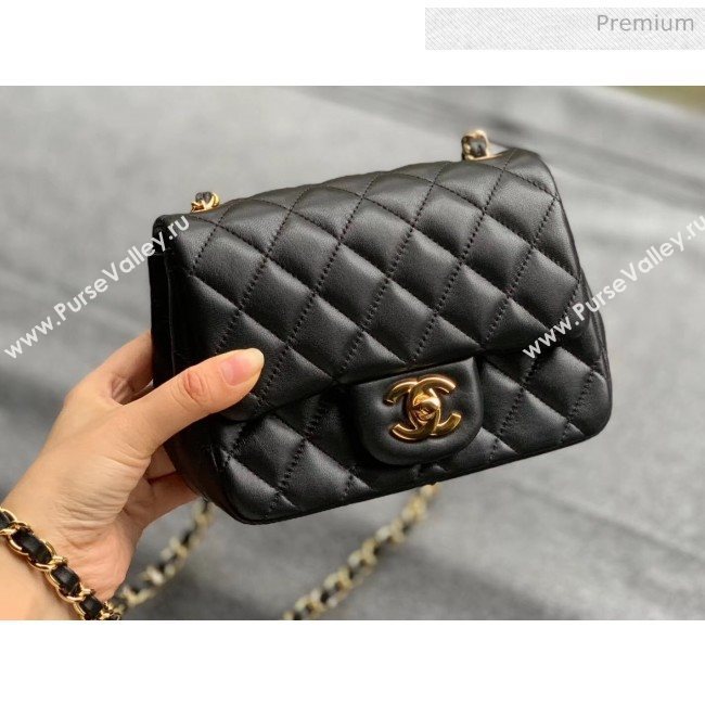 Chanel Quilted Lambskin Classic Mini Flap Bag Black With Gold Hardware(Top Quality) (MH-20031626)