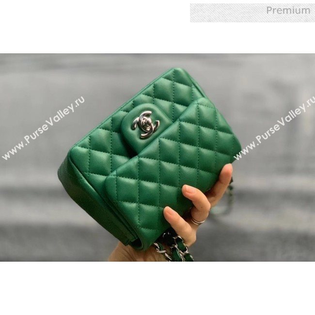 Chanel Quilted Lambskin Classic Mini Flap Bag Green With Silver Hardware(Top Quality) (MH-20031627)