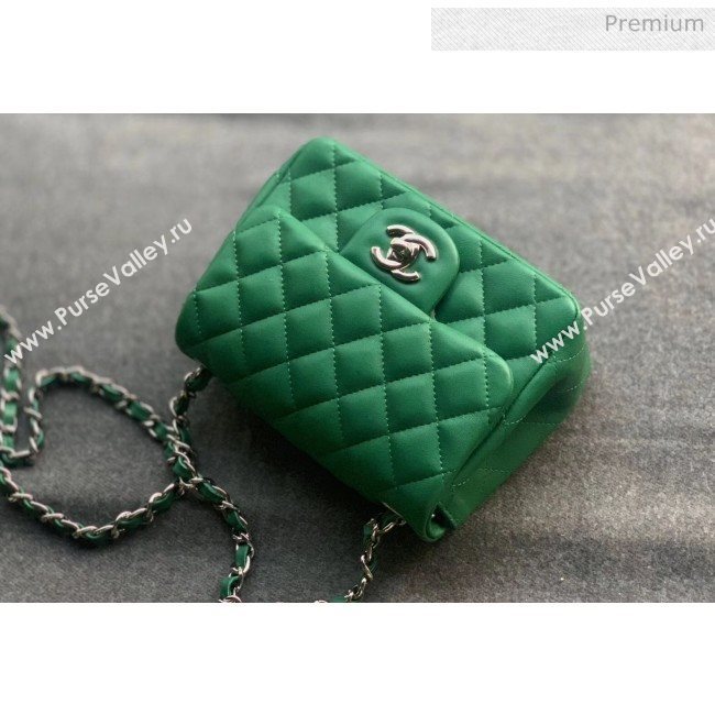 Chanel Quilted Lambskin Classic Mini Flap Bag Green With Silver Hardware(Top Quality) (MH-20031627)