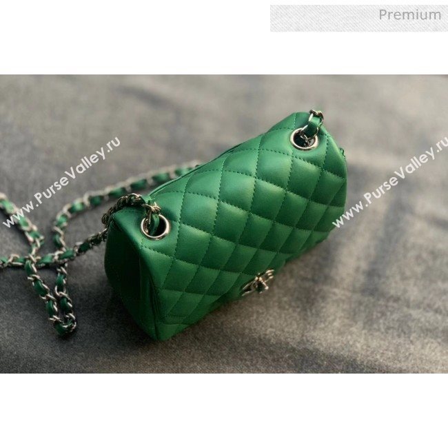 Chanel Quilted Lambskin Classic Mini Flap Bag Green With Silver Hardware(Top Quality) (MH-20031627)