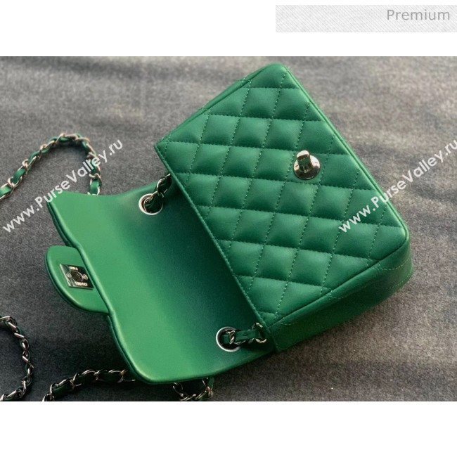 Chanel Quilted Lambskin Classic Mini Flap Bag Green With Silver Hardware(Top Quality) (MH-20031627)
