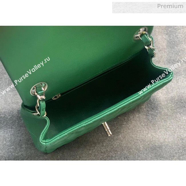 Chanel Quilted Lambskin Classic Mini Flap Bag Green With Silver Hardware(Top Quality) (MH-20031627)