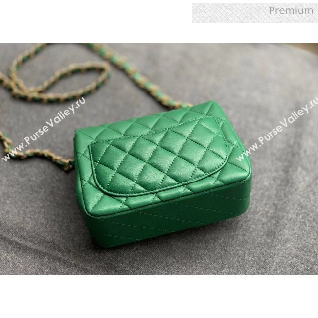 Chanel Quilted Lambskin Classic Mini Flap Bag Green With Gold Hardware(Top Quality) (MH-20031628)