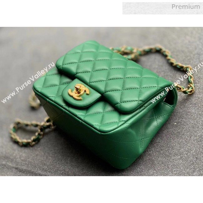 Chanel Quilted Lambskin Classic Mini Flap Bag Green With Gold Hardware(Top Quality) (MH-20031628)